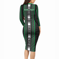 Personalised Siusega Samoa Long Sleeve Bodycon Dress Samoan Tribal Pattern