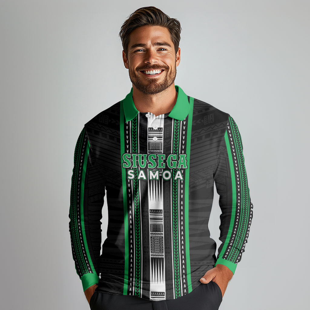 Personalised Siusega Samoa Long Sleeve Polo Shirt Samoan Tribal Pattern LT05 - Polynesian Pride