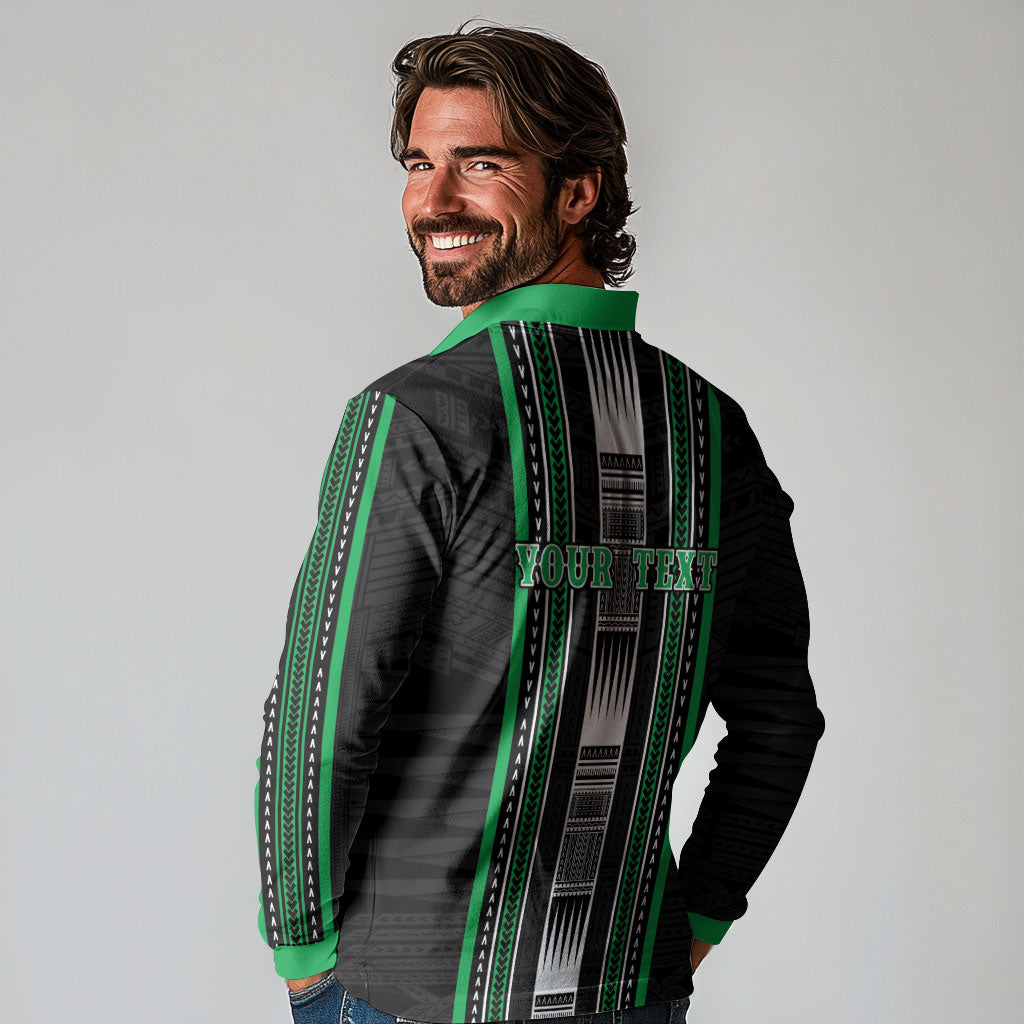 Personalised Siusega Samoa Long Sleeve Polo Shirt Samoan Tribal Pattern LT05 - Polynesian Pride
