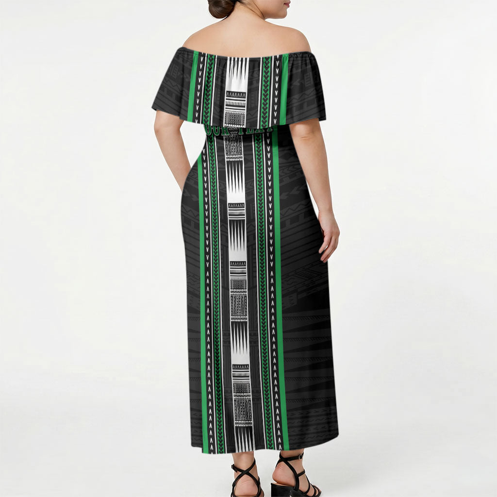 Personalised Siusega Samoa Off Shoulder Maxi Dress Samoan Tribal Pattern LT05 - Polynesian Pride