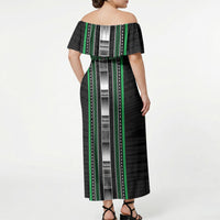 Personalised Siusega Samoa Off Shoulder Maxi Dress Samoan Tribal Pattern LT05 - Polynesian Pride