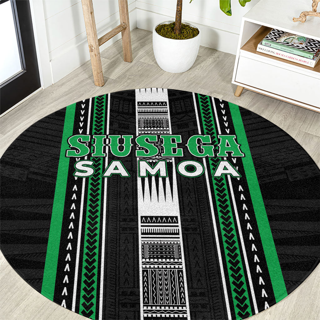 Siusega Samoa Round Carpet Samoan Tribal Pattern LT05 Green - Polynesian Pride