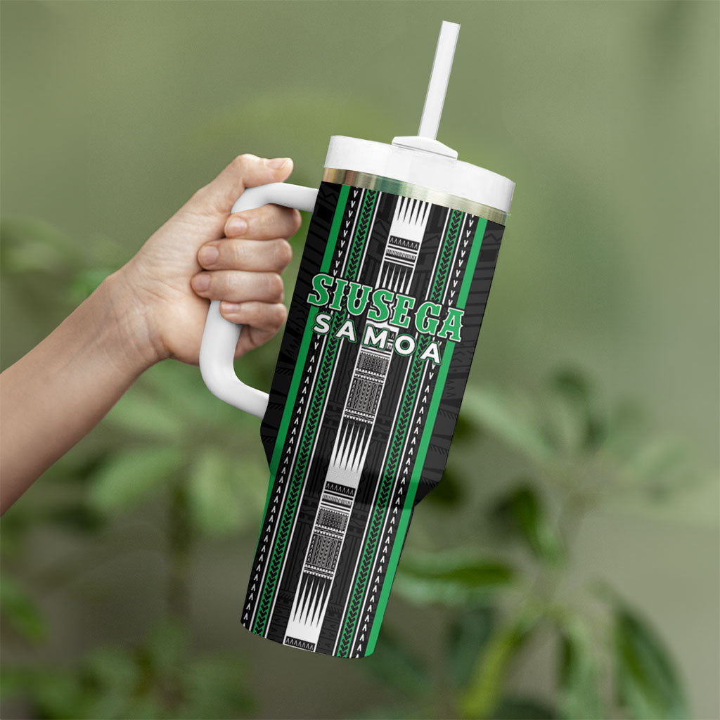 Personalised Siusega Samoa Tumbler With Handle Samoan Tribal Pattern