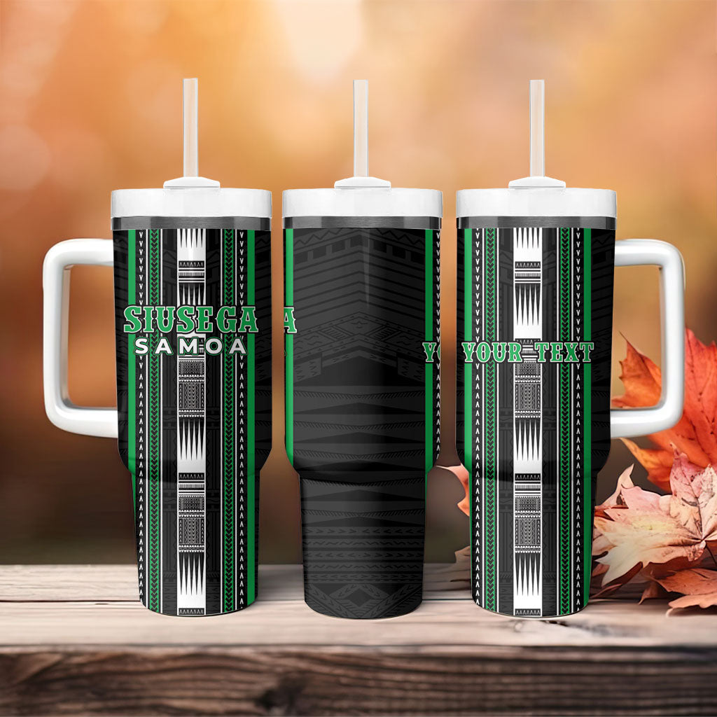 Personalised Siusega Samoa Tumbler With Handle Samoan Tribal Pattern