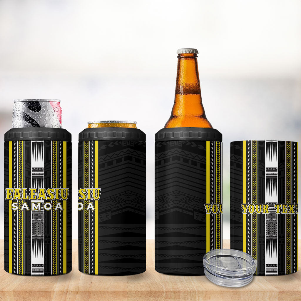 Personalised Faleasiu Samoa 4 in 1 Can Cooler Tumbler Samoan Tribal Pattern LT05 - Polynesian Pride