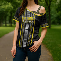 Personalised Faleasiu Samoa Cross Shoulder Shirt Samoan Tribal Pattern LT05 - Polynesian Pride