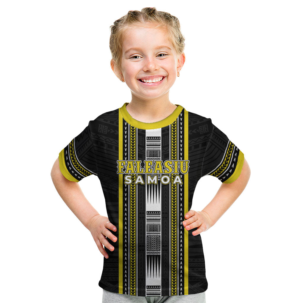 Personalised Faleasiu Samoa Kid T Shirt Samoan Tribal Pattern LT05 Yellow - Polynesian Pride