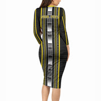 Personalised Faleasiu Samoa Long Sleeve Bodycon Dress Samoan Tribal Pattern LT05 - Polynesian Pride