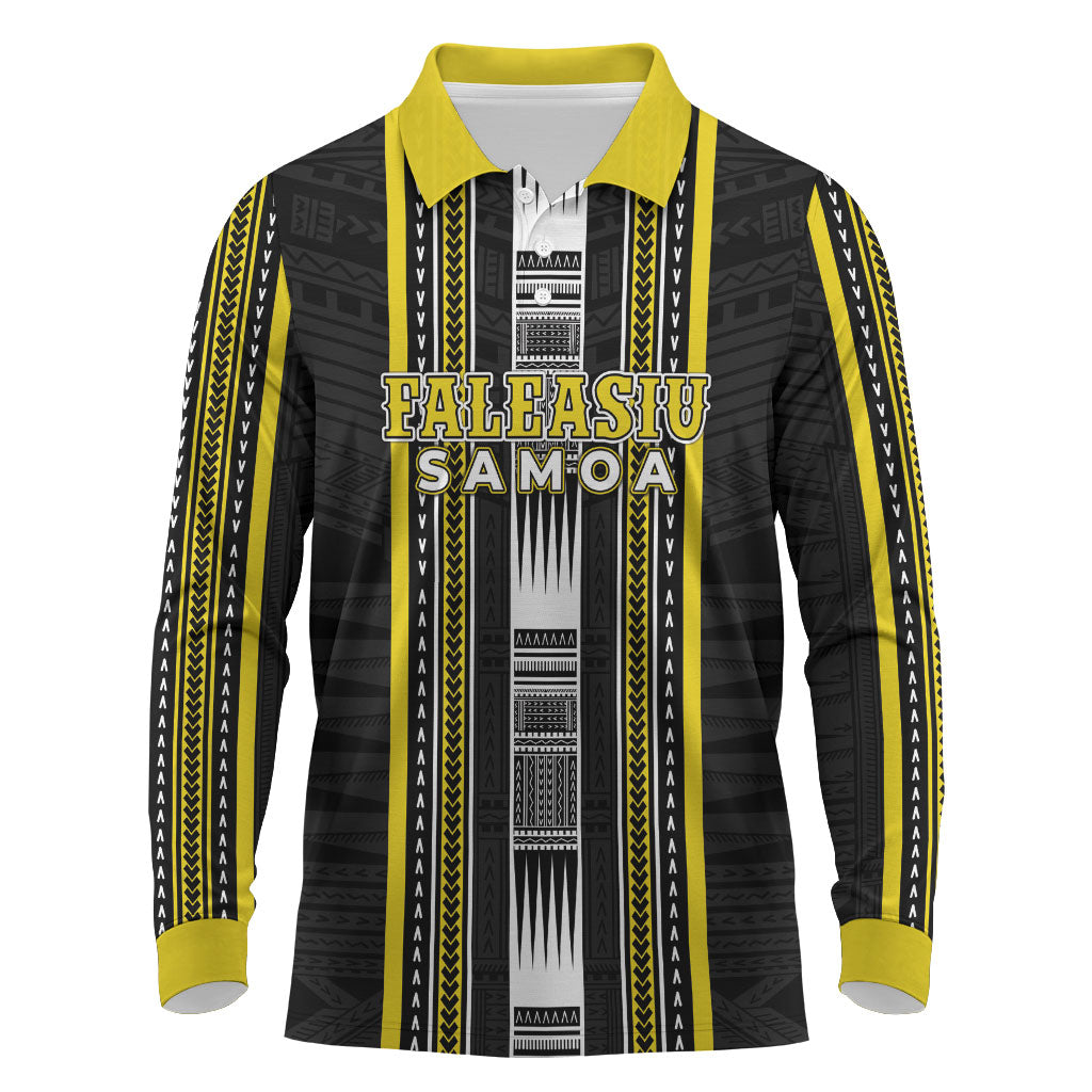 Personalised Faleasiu Samoa Long Sleeve Polo Shirt Samoan Tribal Pattern