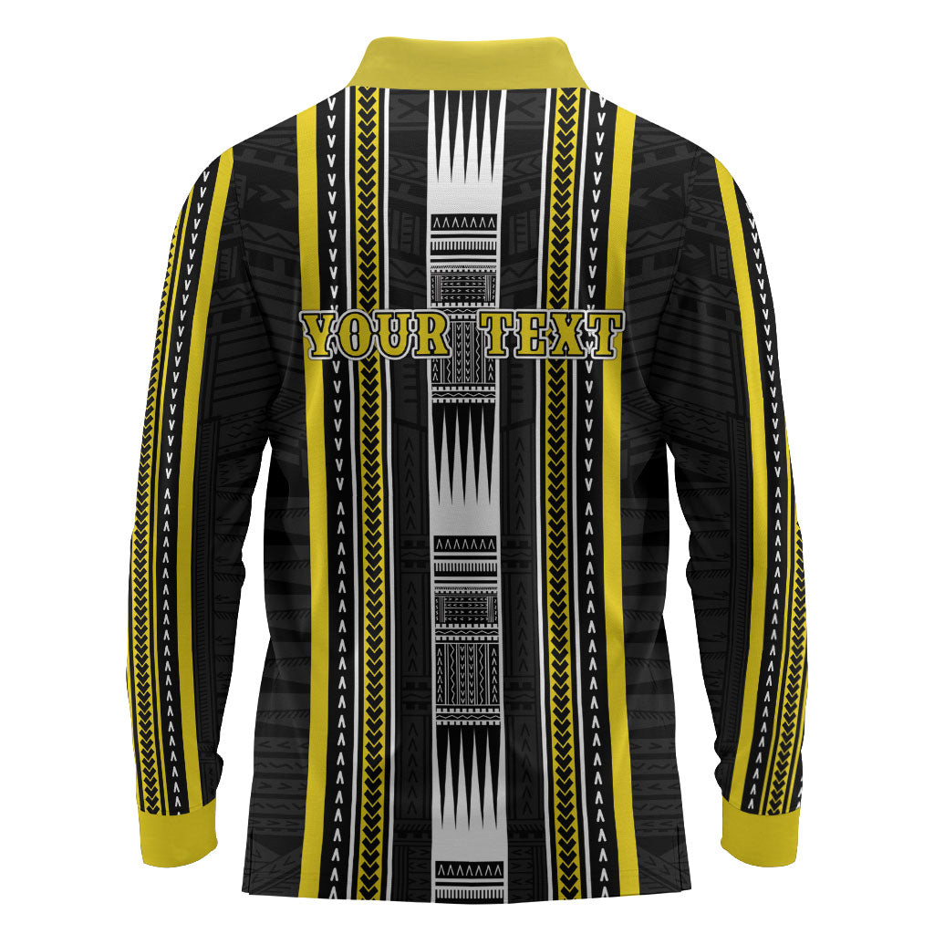 Personalised Faleasiu Samoa Long Sleeve Polo Shirt Samoan Tribal Pattern