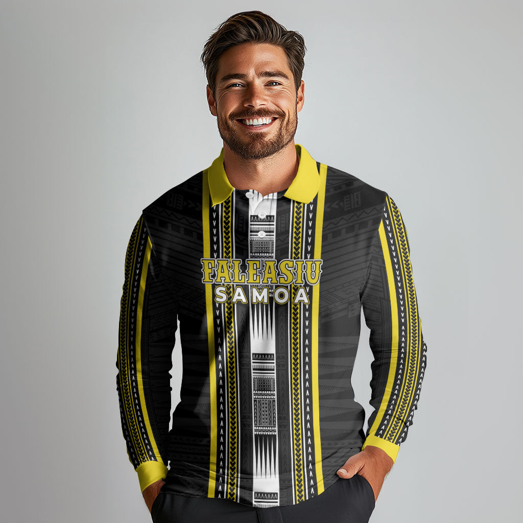 Personalised Faleasiu Samoa Long Sleeve Polo Shirt Samoan Tribal Pattern