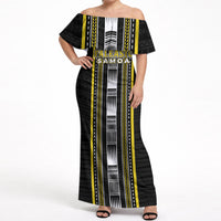 Personalised Faleasiu Samoa Off Shoulder Maxi Dress Samoan Tribal Pattern LT05 Women Yellow - Polynesian Pride