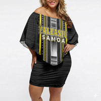 Personalised Faleasiu Samoa Off Shoulder Short Dress Samoan Tribal Pattern