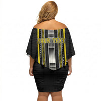 Personalised Faleasiu Samoa Off Shoulder Short Dress Samoan Tribal Pattern