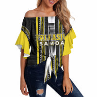 Personalised Faleasiu Samoa Off Shoulder Wrap Waist Top Samoan Tribal Pattern