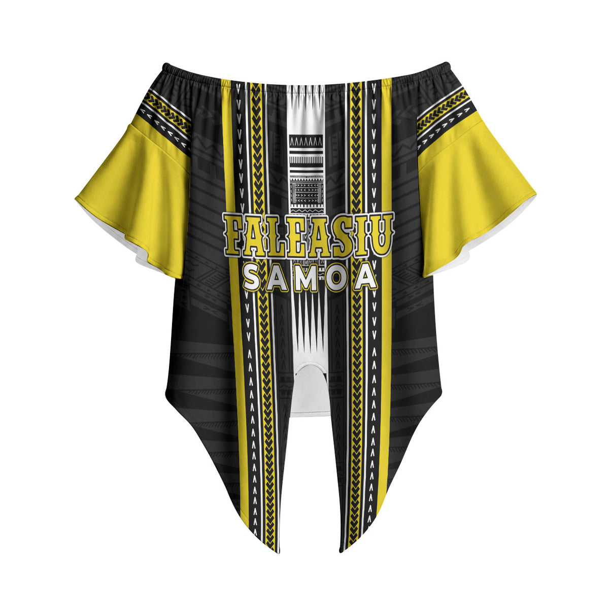 Personalised Faleasiu Samoa Off Shoulder Wrap Waist Top Samoan Tribal Pattern