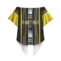 Personalised Faleasiu Samoa Off Shoulder Wrap Waist Top Samoan Tribal Pattern