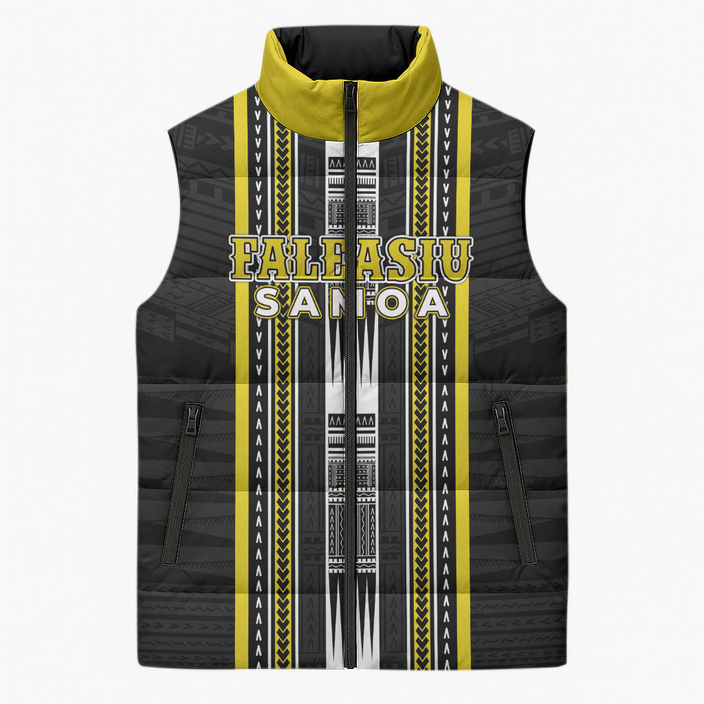 Personalised Faleasiu Samoa Sleeveless Puffer Jacket Samoan Tribal Pattern LT05 Unisex Yellow - Polynesian Pride