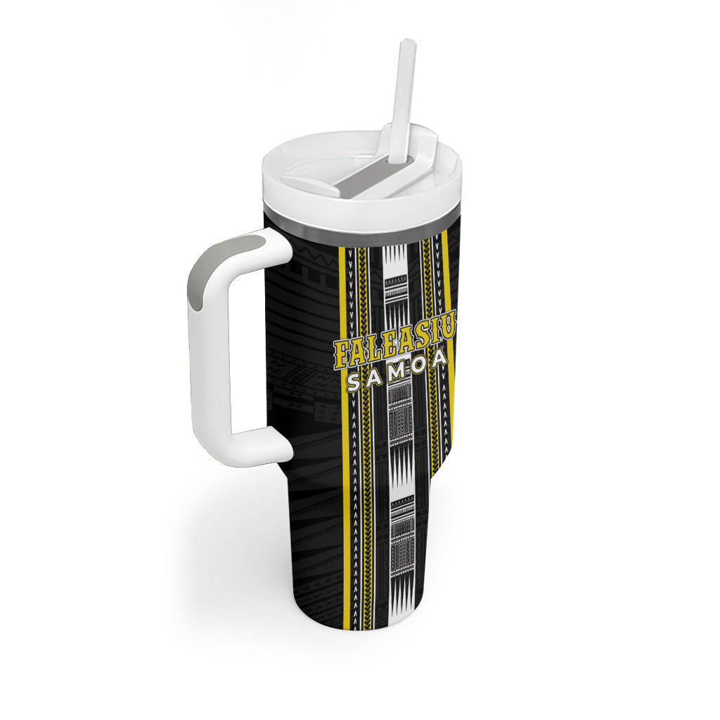 Personalised Faleasiu Samoa Tumbler With Handle Samoan Tribal Pattern