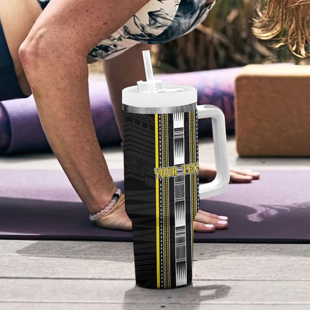 Personalised Faleasiu Samoa Tumbler With Handle Samoan Tribal Pattern