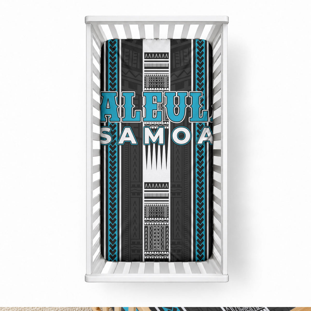 Faleula Samoa Baby Bed Cover Samoan Tribal Pattern LT05 28 × 52 in Blue - Polynesian Pride