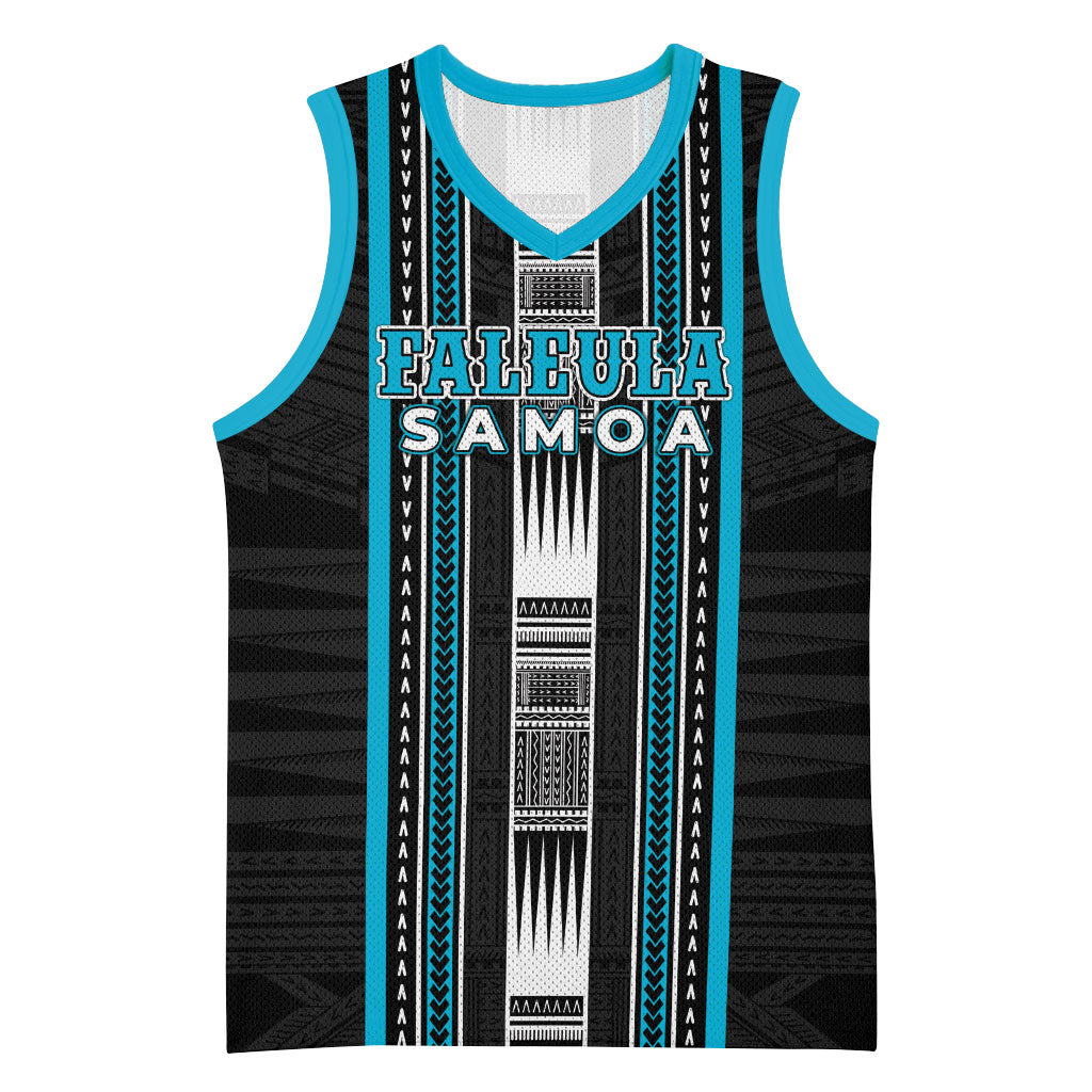 Personalised Faleula Samoa Basketball Jersey Samoan Tribal Pattern LT05 Unisex Blue - Polynesian Pride