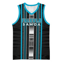 Personalised Faleula Samoa Basketball Jersey Samoan Tribal Pattern LT05 Unisex Blue - Polynesian Pride