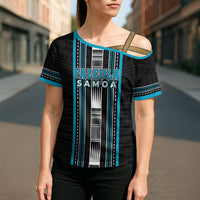 Personalised Faleula Samoa Cross Shoulder Shirt Samoan Tribal Pattern LT05 - Polynesian Pride