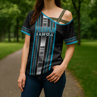Personalised Faleula Samoa Cross Shoulder Shirt Samoan Tribal Pattern LT05 - Polynesian Pride