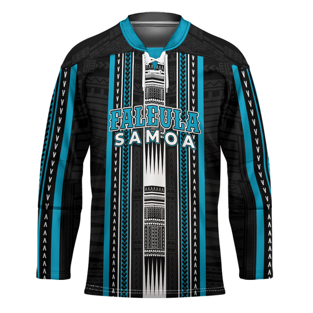 Personalised Faleula Samoa Hockey Jersey Samoan Tribal Pattern LT05 Unisex Blue - Polynesian Pride