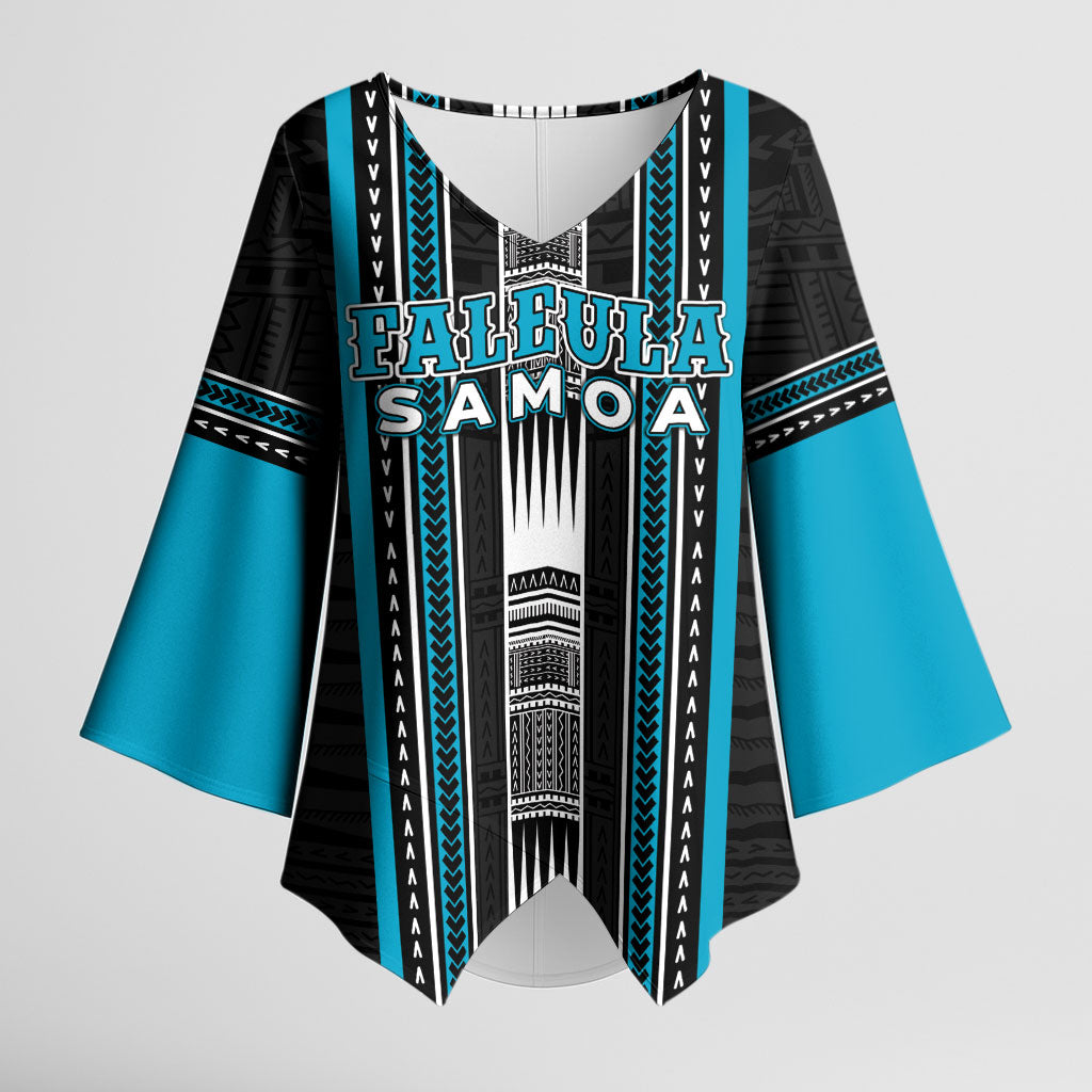 Personalised Faleula Samoa Kimono Sleeve Blouse Samoan Tribal Pattern
