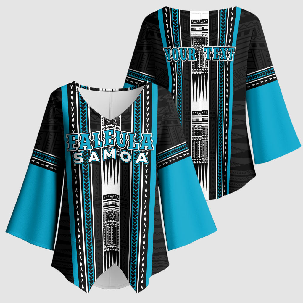 Personalised Faleula Samoa Kimono Sleeve Blouse Samoan Tribal Pattern