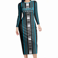 Personalised Faleula Samoa Long Sleeve Bodycon Dress Samoan Tribal Pattern