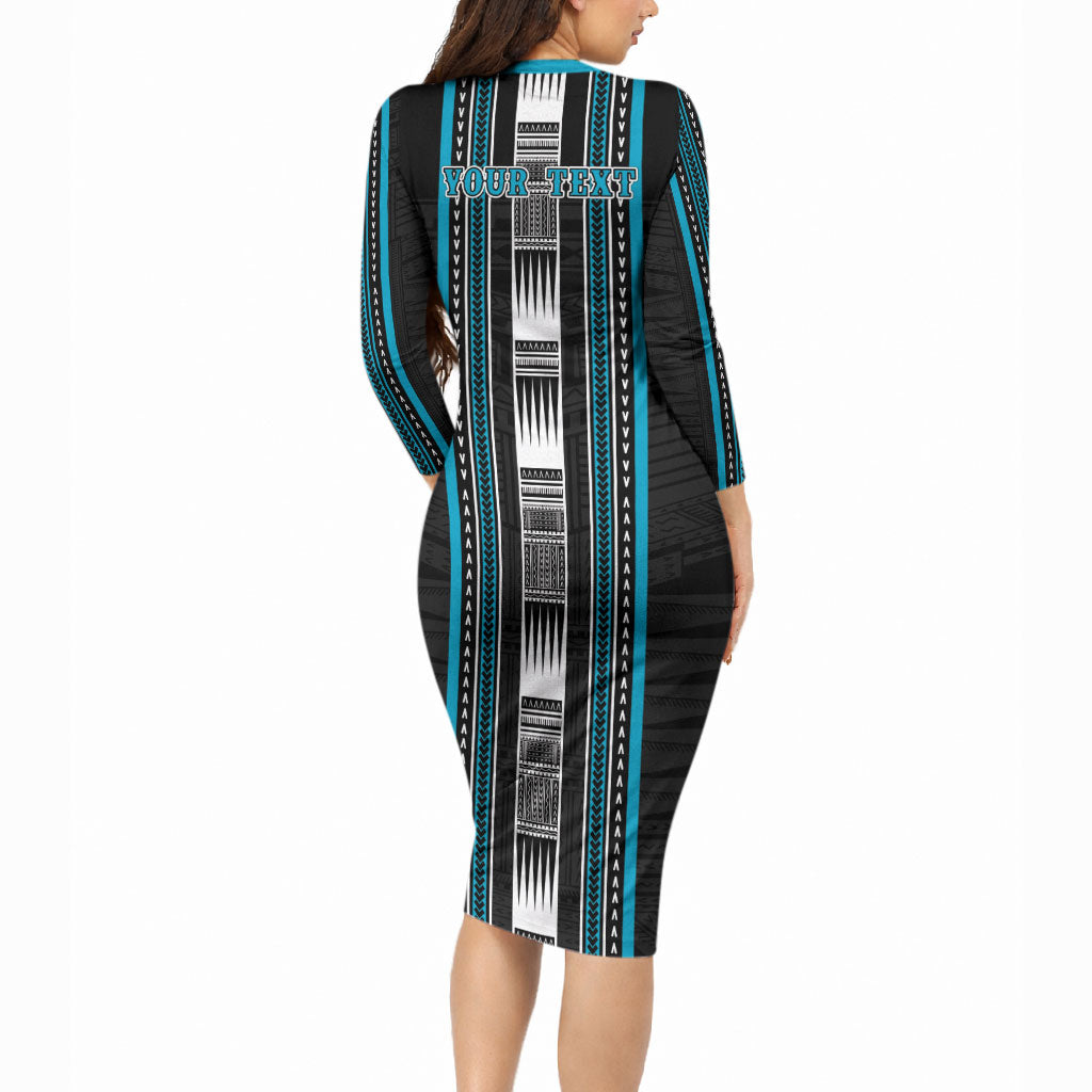 Personalised Faleula Samoa Long Sleeve Bodycon Dress Samoan Tribal Pattern