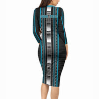 Personalised Faleula Samoa Long Sleeve Bodycon Dress Samoan Tribal Pattern