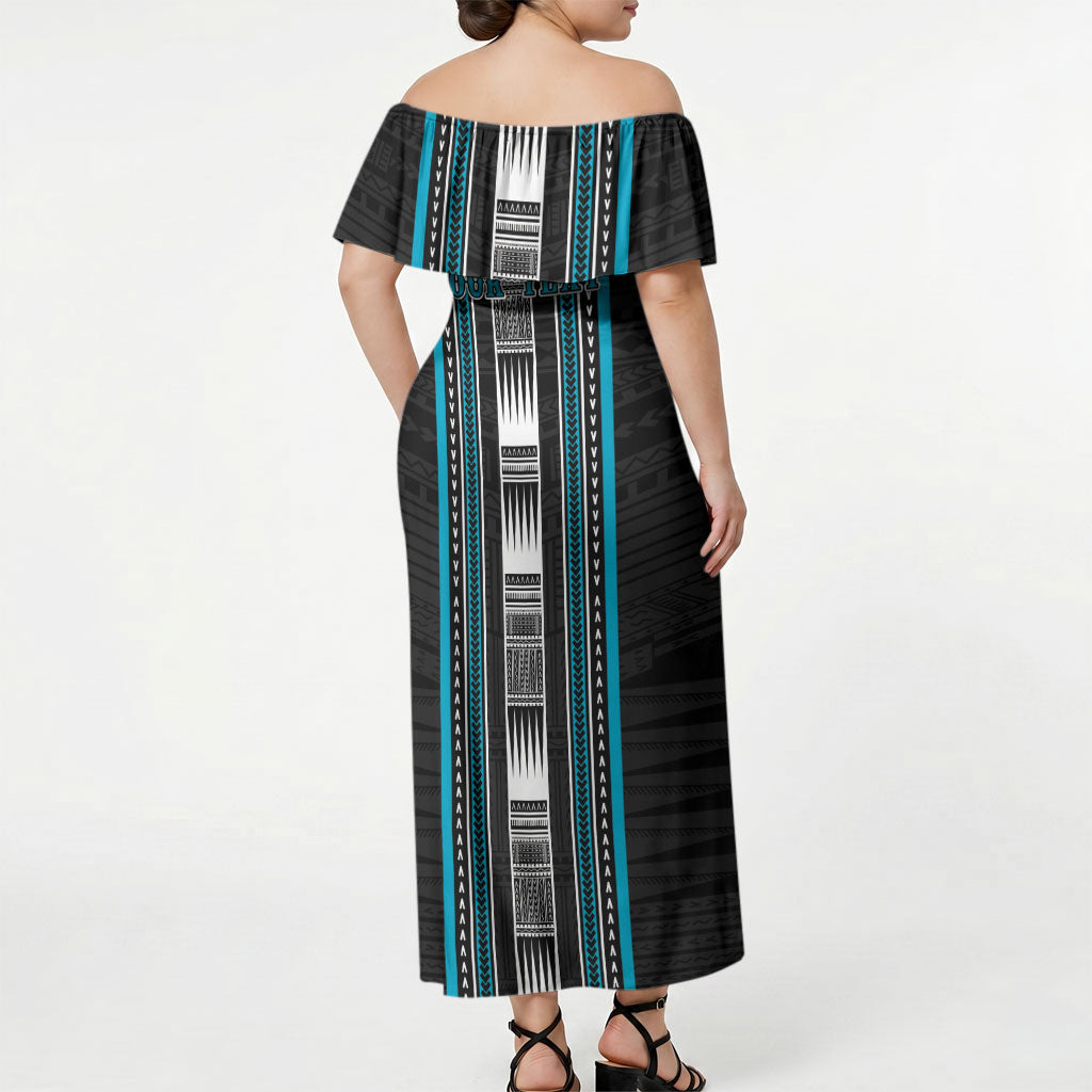 Personalised Faleula Samoa Off Shoulder Maxi Dress Samoan Tribal Pattern