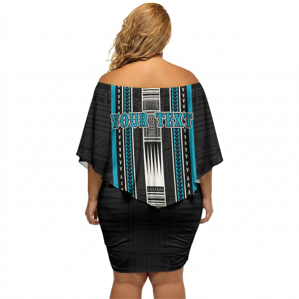 Personalised Faleula Samoa Off Shoulder Short Dress Samoan Tribal Pattern