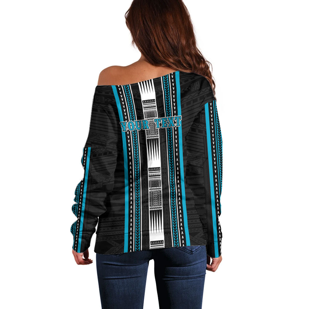 Personalised Faleula Samoa Off Shoulder Sweater Samoan Tribal Pattern