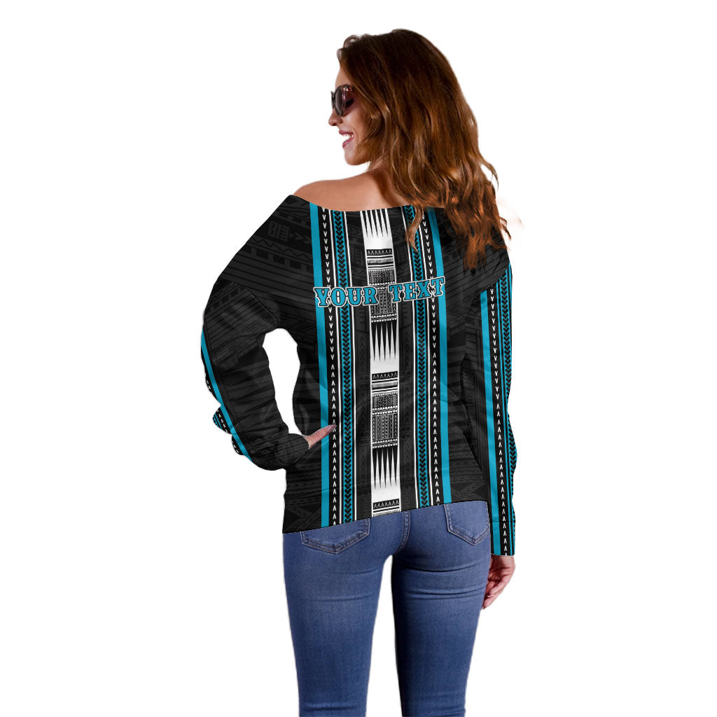 Personalised Faleula Samoa Off Shoulder Sweater Samoan Tribal Pattern