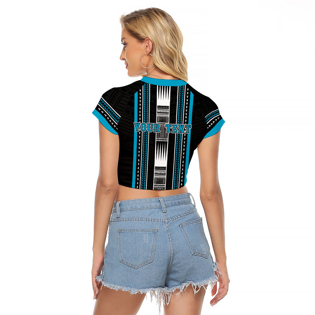 Personalised Faleula Samoa Raglan Cropped T Shirt Samoan Tribal Pattern