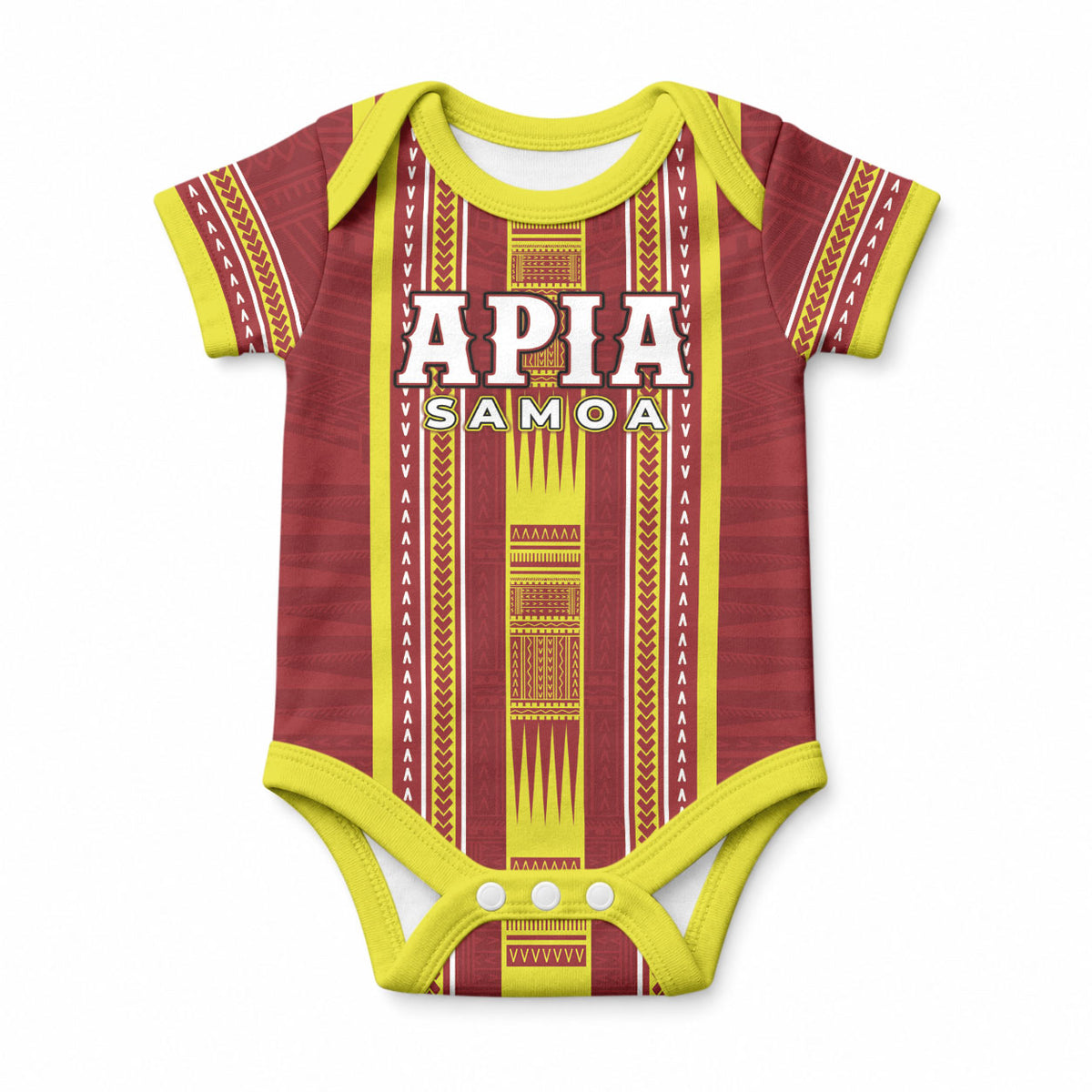 Personalised Apia Samoa Baby Onesie Samoan Tribal Pattern LT05 Red - Polynesian Pride