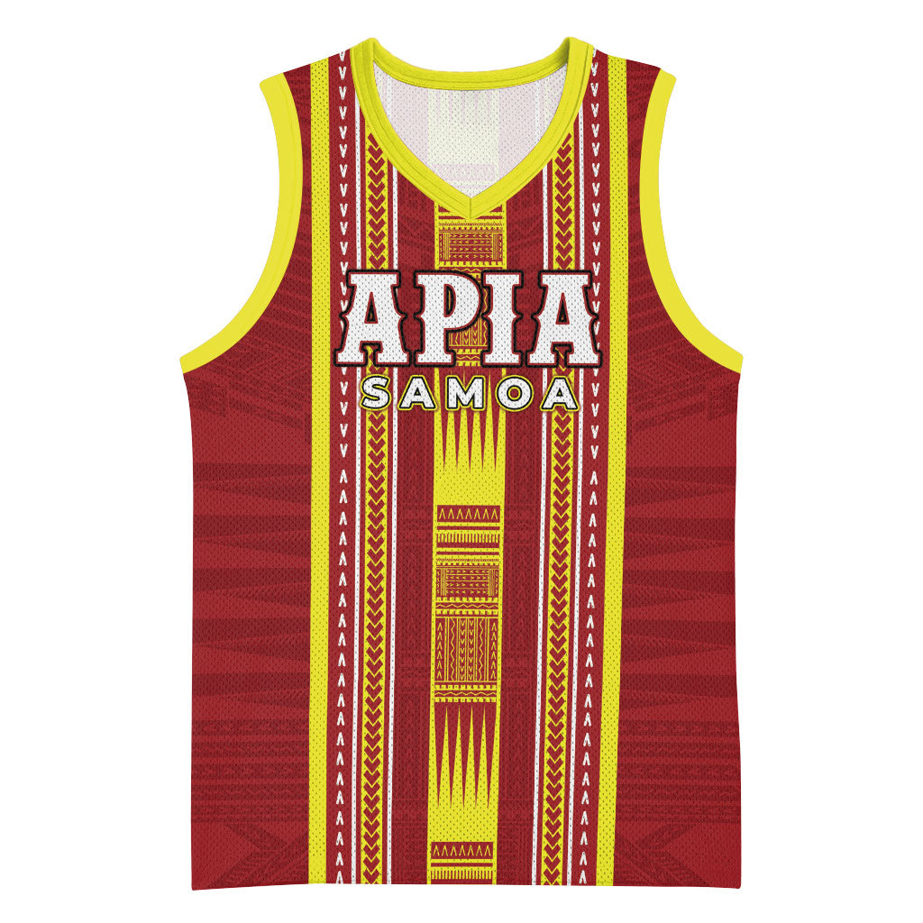 Personalised Apia Samoa Basketball Jersey Samoan Tribal Pattern
