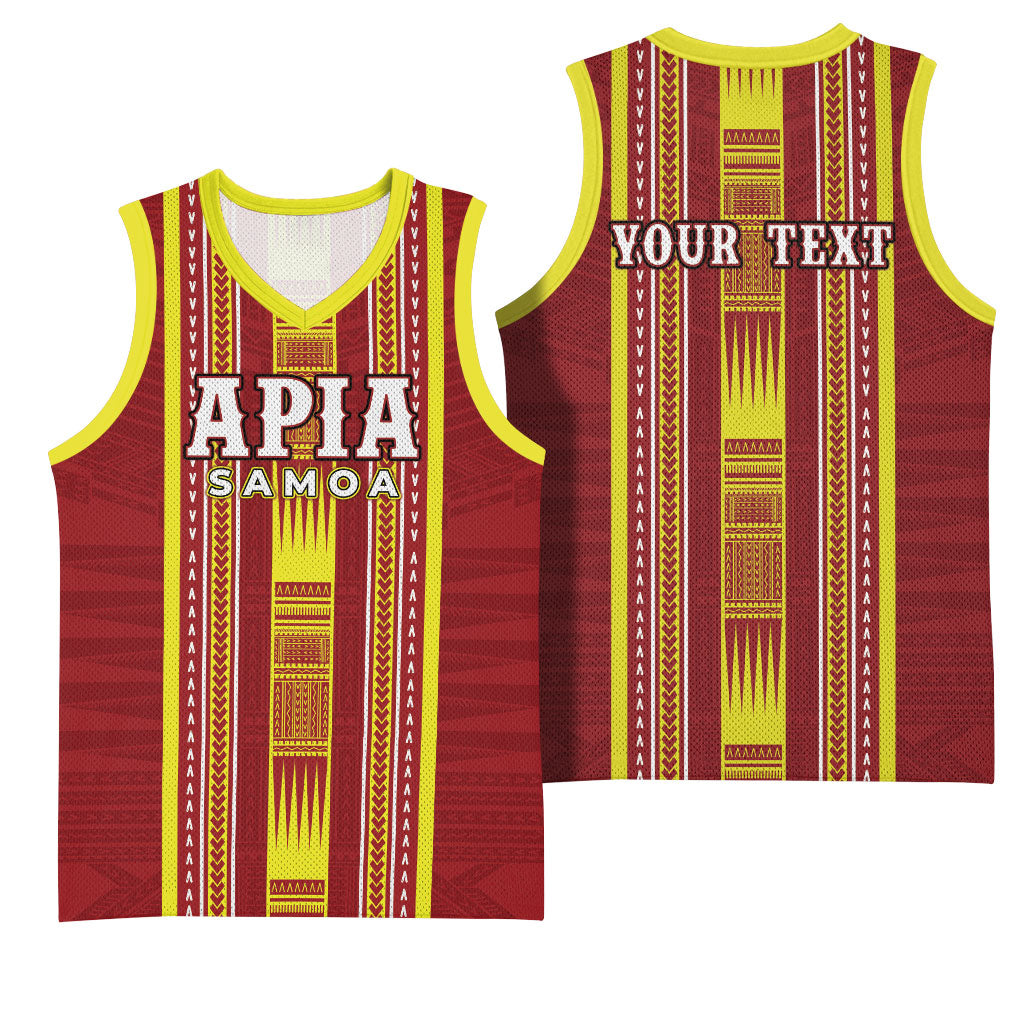 Personalised Apia Samoa Basketball Jersey Samoan Tribal Pattern