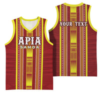 Personalised Apia Samoa Basketball Jersey Samoan Tribal Pattern