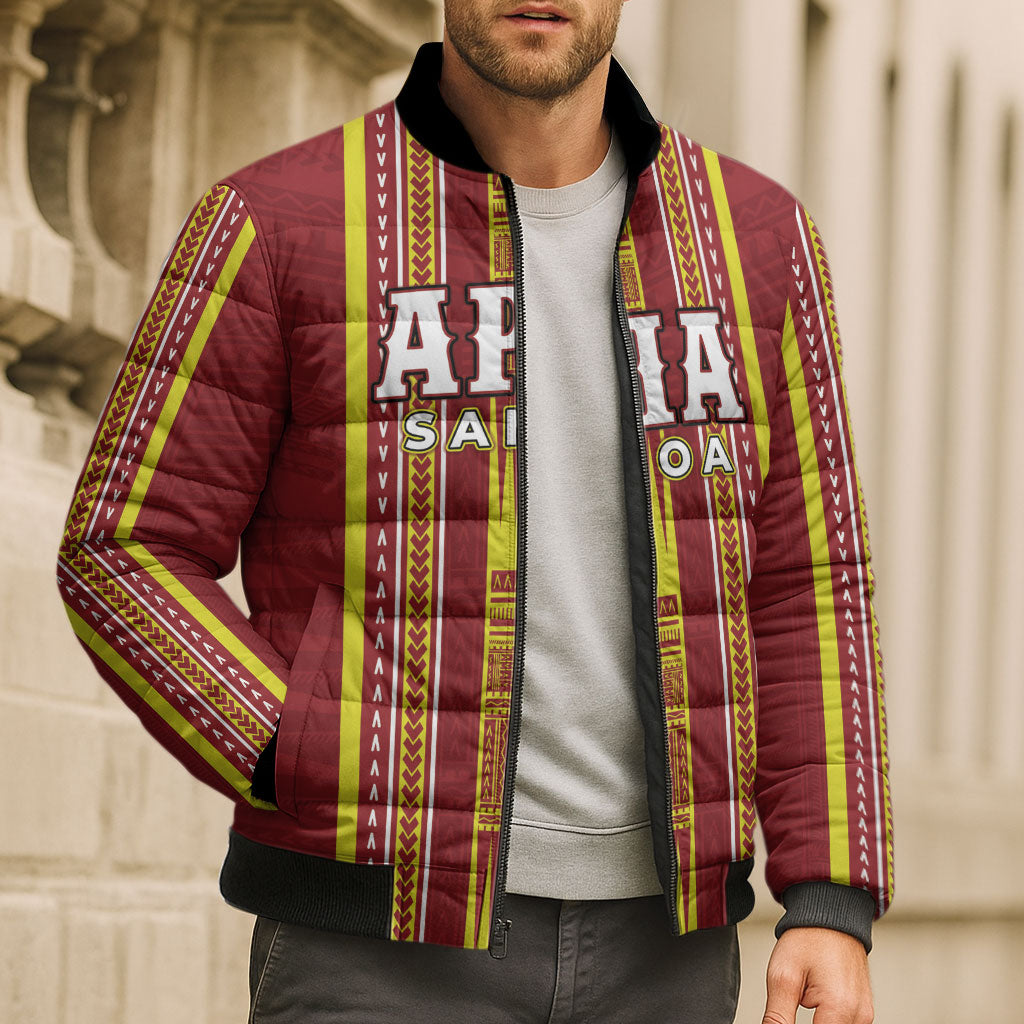 Personalised Apia Samoa Bomber Puffer Jacket Samoan Tribal Pattern LT05 - Polynesian Pride