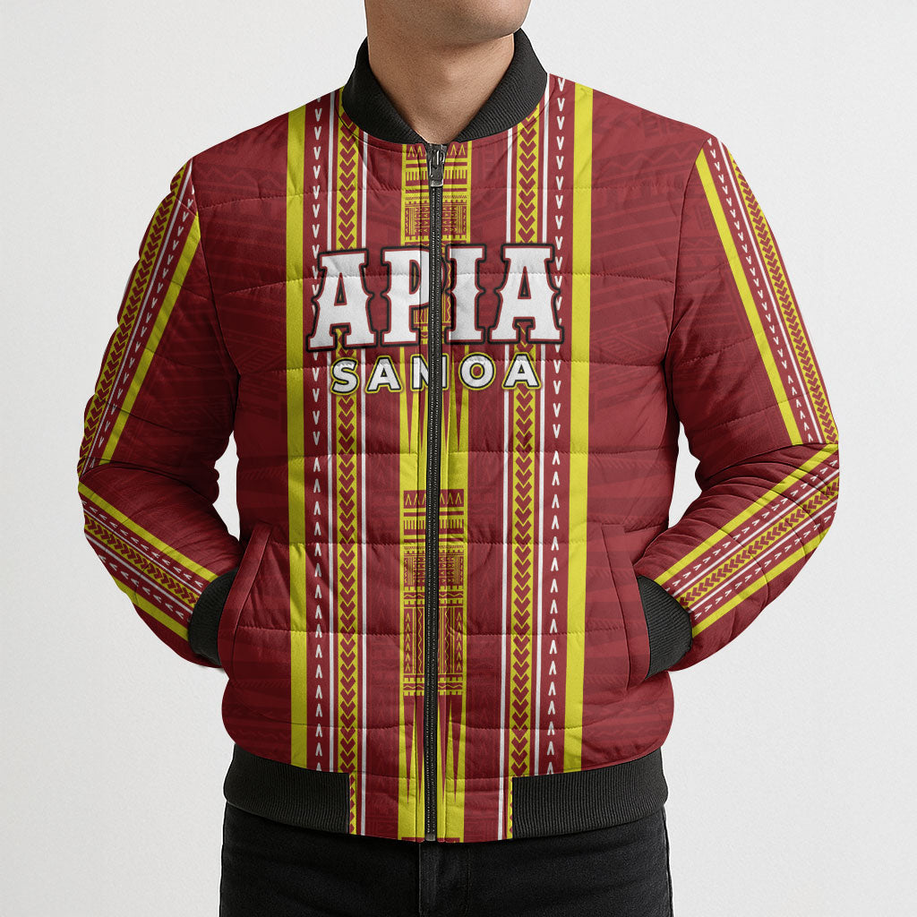 Personalised Apia Samoa Bomber Puffer Jacket Samoan Tribal Pattern LT05 - Polynesian Pride