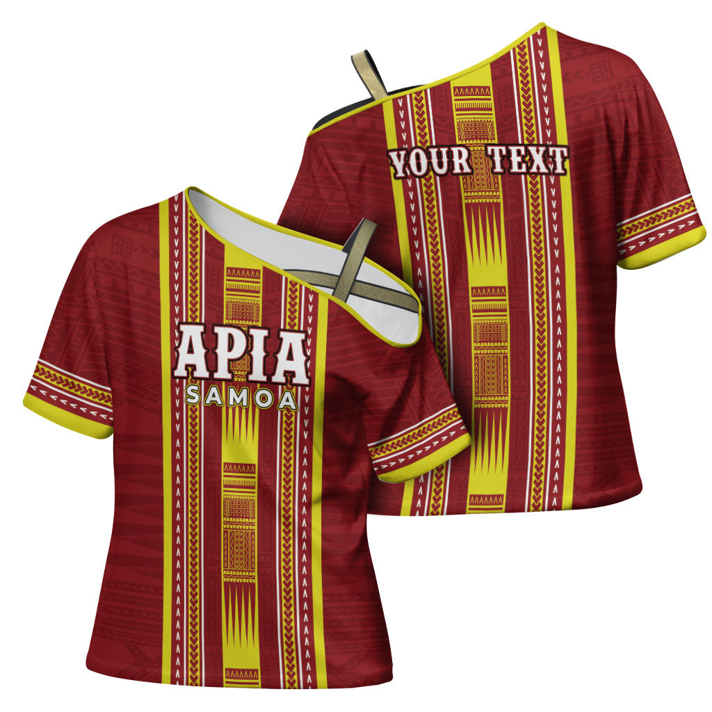 Personalised Apia Samoa Cross Shoulder Shirt Samoan Tribal Pattern LT05 - Polynesian Pride