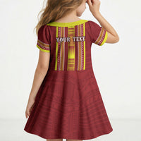 Personalised Apia Samoa Kid Short Sleeve Dress Samoan Tribal Pattern