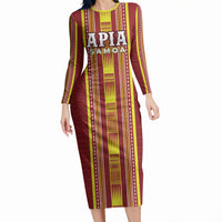 Personalised Apia Samoa Long Sleeve Bodycon Dress Samoan Tribal Pattern