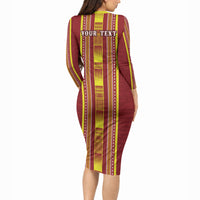Personalised Apia Samoa Long Sleeve Bodycon Dress Samoan Tribal Pattern